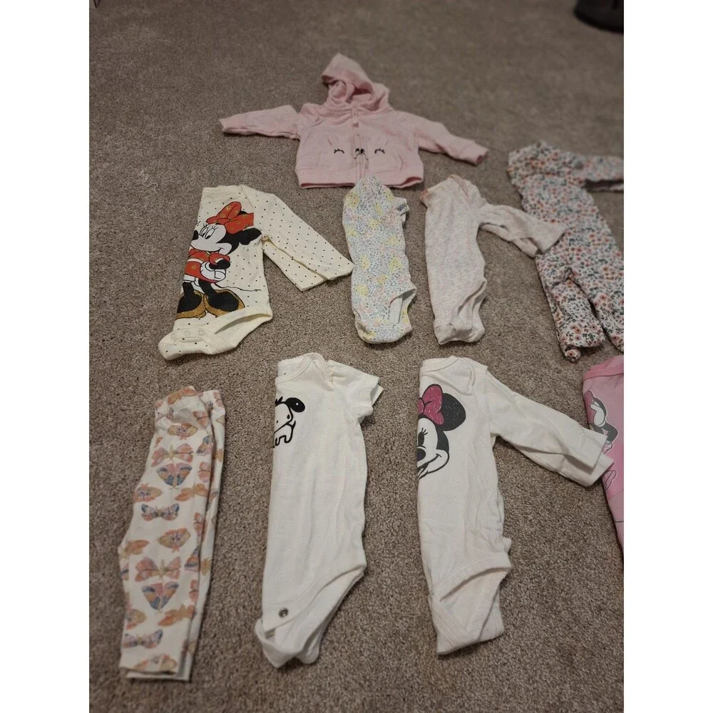 Baby One Piece Bundle Lot - Carter’s, Disney, Burt's Bees, Jumping Beans 0-3 Mon